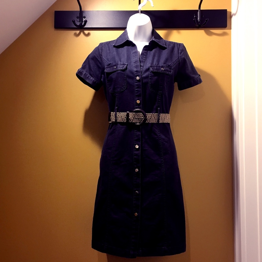 Denim Short Sleeve Shirt Dress
